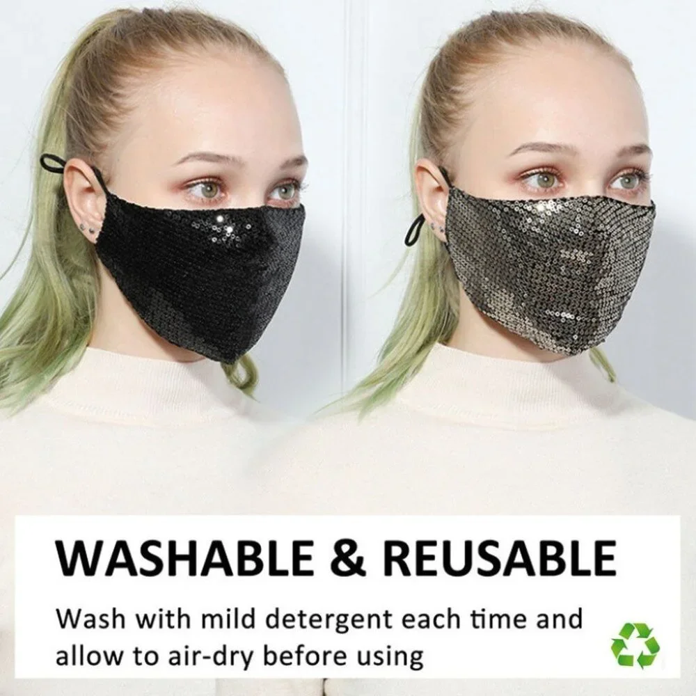 Sequins Face Mask Unisex Fashion Glittery Reusable